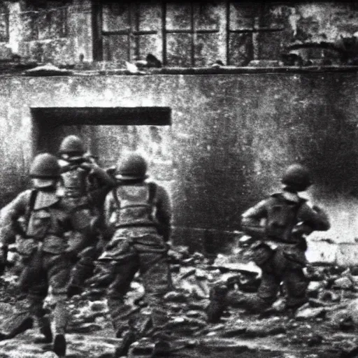 Prompt: minions storm hitler's bunker, 1 9 4 5, second world war, old photograph, war footage, grainy, detailed, awar winning