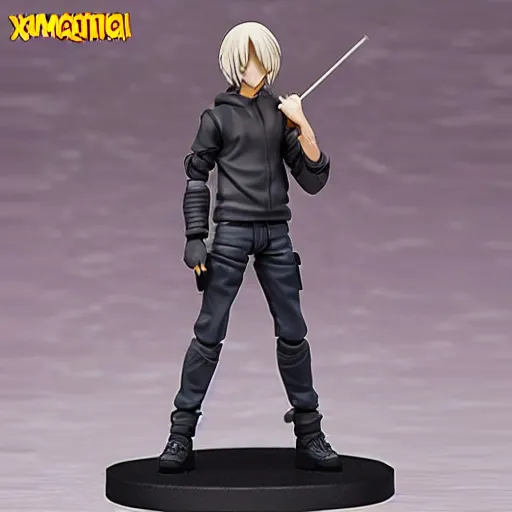 Prompt: famous Twitch.tv streamer xqc as a Figma anime figurine. Posable PVC action figurine. Detailed artbreeder face. Full body 12-inch Figma anime statue.