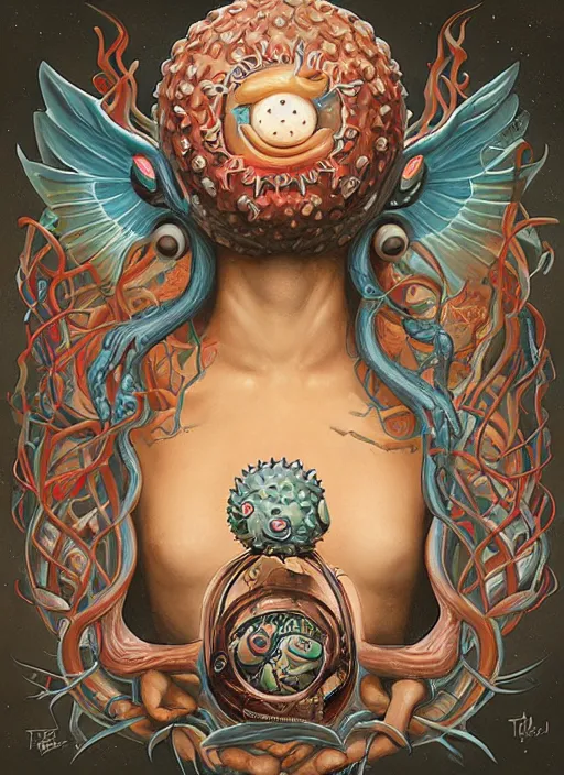 Prompt: Lovecraftian Grotesque Togepi portrait by Tristan Eaton_Stanley Artgerm and Tom Bagshaw,