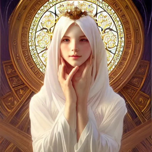 Prompt: perfectly detailed goddess princess of white roses!! blessed by nature with ever - increasing physical mental perfection, symmetrical! intricate, highly detailed, biblical divine holy perfection!! digital painting, artstation, concept art, smooth, sharp focus, illustration, art by artgerm and greg rutkowski and alphonse mucha