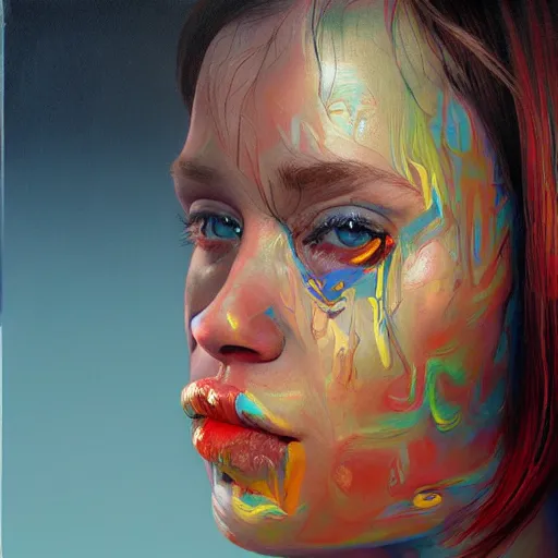 Image similar to a painting of a woman, a photorealistic painting by sam spratt, behance contest winner, shock art, apocalypse art, oil on canvas, hyper realism