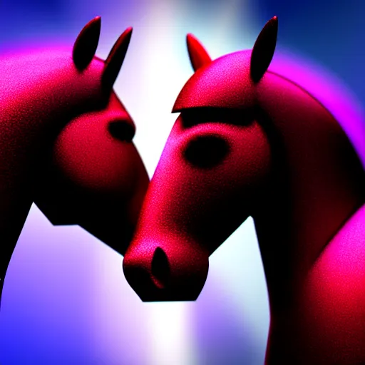 Image similar to two chess horses staring at each other ultra realistic, lens flare, atmosphere, glow, detailed, intricate, full of colour, cinematic lighting, trending on artstation, 4 k, hyperrealistic, focused, extreme details, unreal engine 5, cinematic, masterpiece, ultra realistic, hyper realistic, highly detailed, sharp focus, digital art