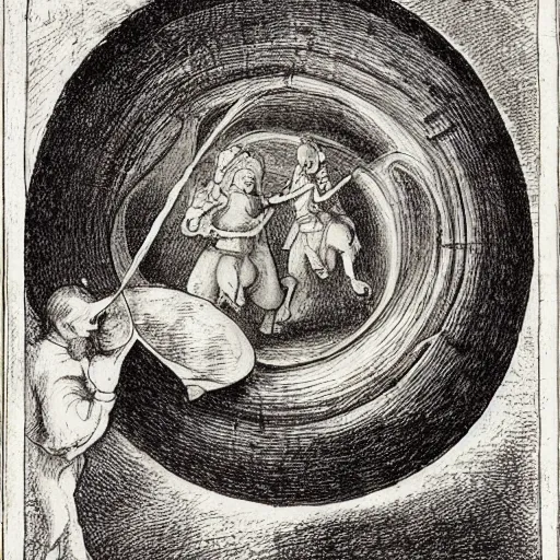 Image similar to A illustration. A rip in spacetime. Did this device in his hand open a portal to another dimension or reality?! Labyrinth Pan's by Frans Francken the Younger, by Santiago Calatrava