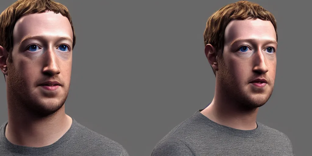 Image similar to mark zuckerberg with long beautiful beards, realistic 3 d render