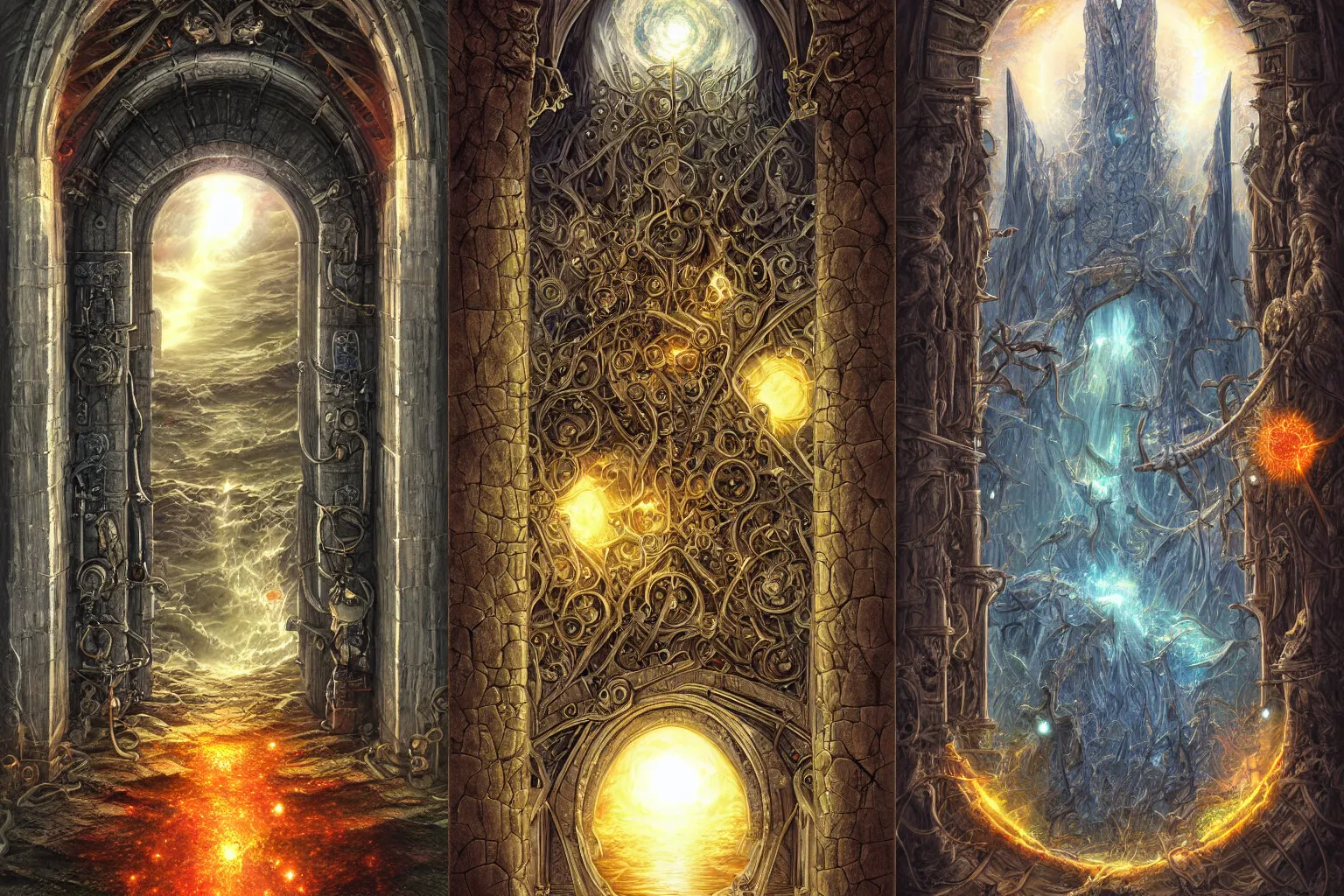 Prompt: The gate to the eternal kingdom of science, fantasy, digital art, HD, detailed.