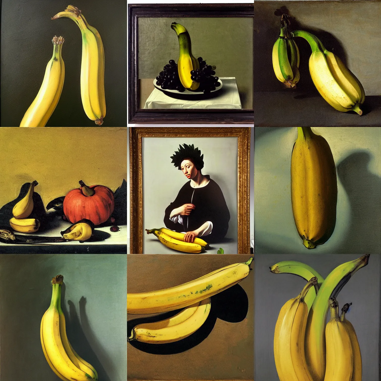 Prompt: a banana painted by caravaggio, oil painting, impasto
