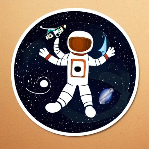 Prompt: cute astronaut sticker art, concept, white background