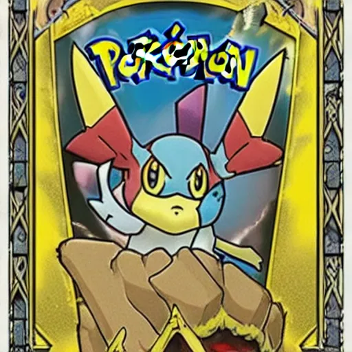 Image similar to pokemon tarot, pikachu is the hierophant