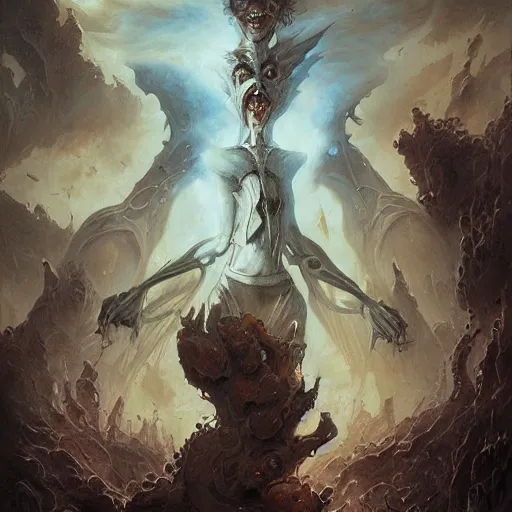 Image similar to portrait of daemons, phantom grip by Peter Mohrbacher and Peter Gric