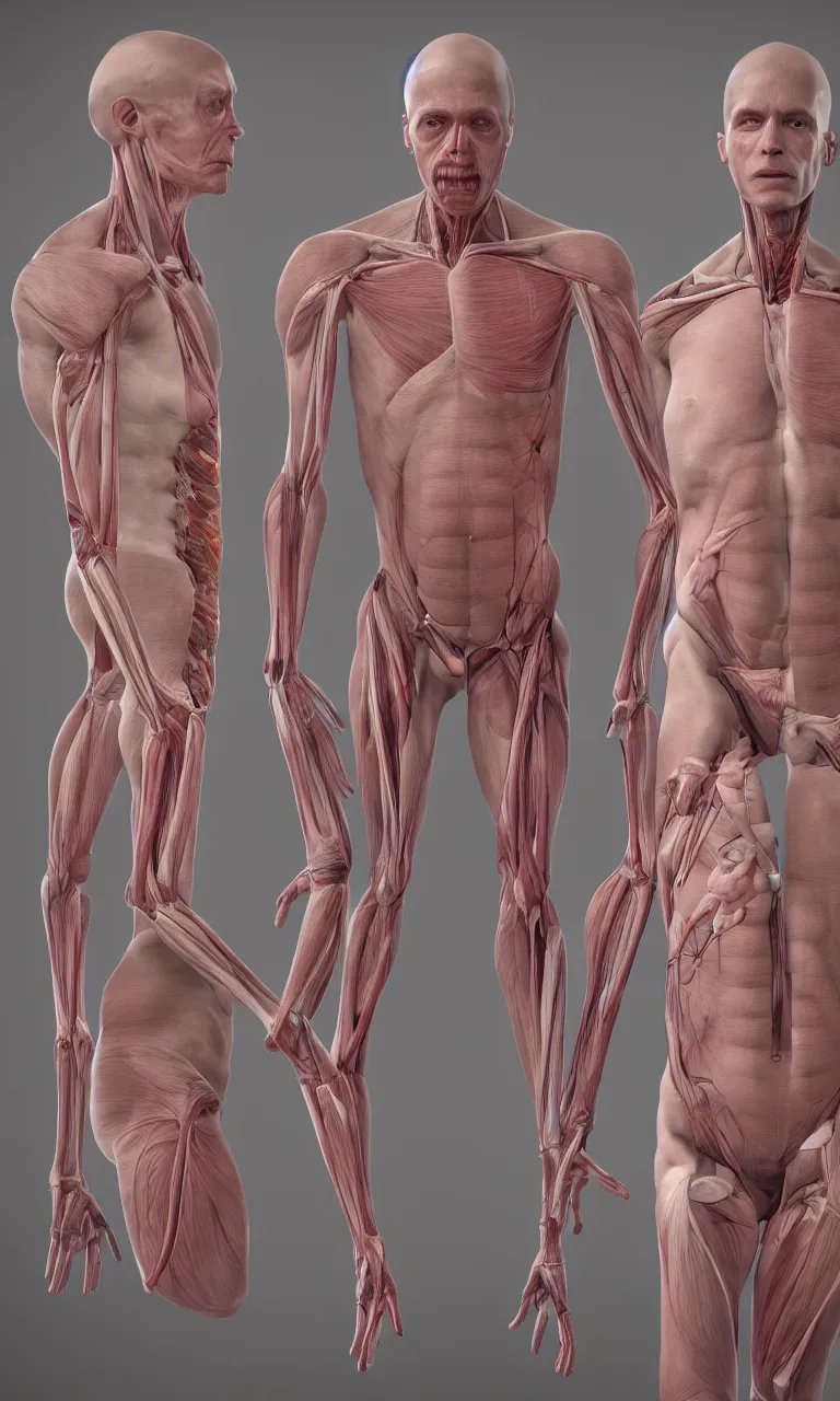 Prompt: anatomy of a photorealistic human body, 8k, digital art, unreal engine, unreal engine render, blender render, render, 4k, coherent
