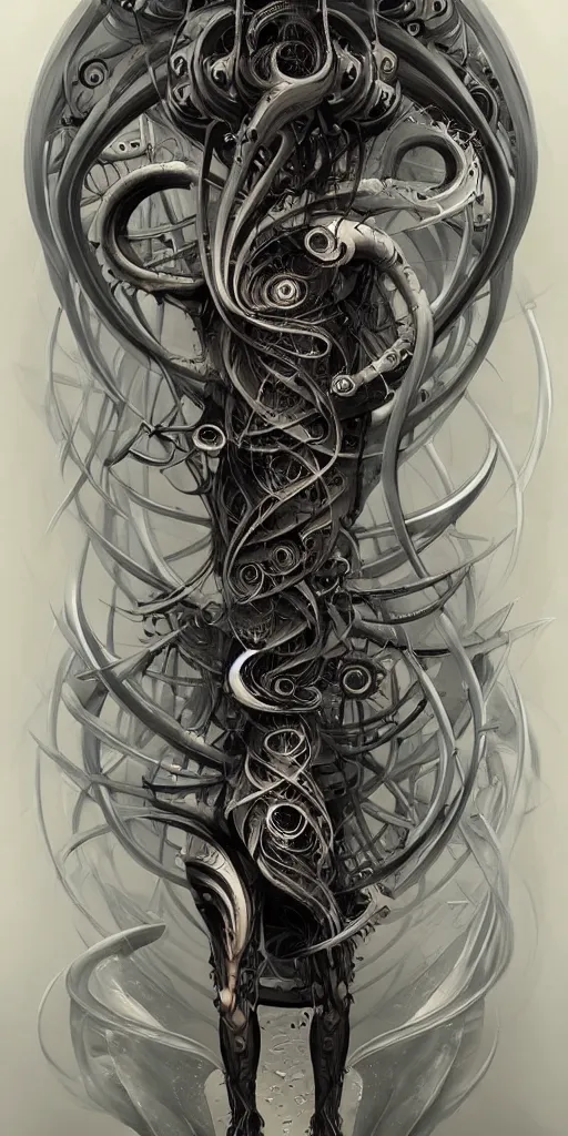 Image similar to biomechanical typography by hr giger and peter mohrbacher