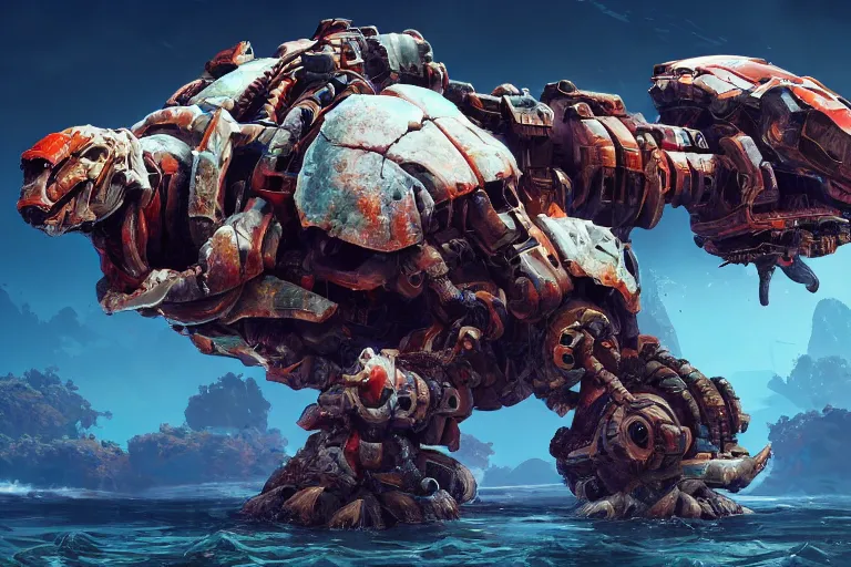 Image similar to shellsnapper machine mecanical creature robot of horizon forbidden west horizon zero dawn bioluminiscence global illumination ray tracing hdr fanart arstation by ian pesty and alena aenami artworks in 4 k