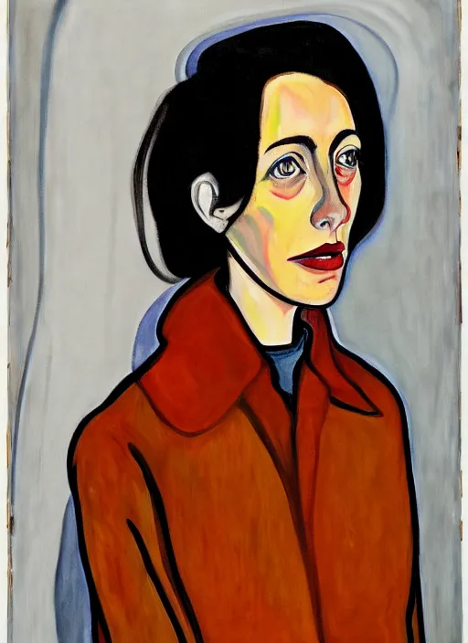 Prompt: a portrait of a pretty sewer punk young lady by alice neel
