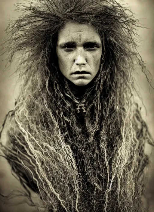 Image similar to Award winning Editorial photo of a medieval Native Female Liechtensteiners with incredible hair and beautiful hyper-detailed eyes wearing traditional garb by Lee Jeffries, 85mm ND 5, perfect lighting, gelatin silver process