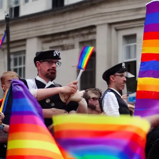 Image similar to the Nazis holding gay pride flags