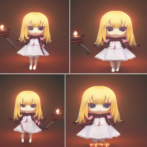 Image similar to cute fumo plush of a girl casting a summoning spell, witch, glowing, vray