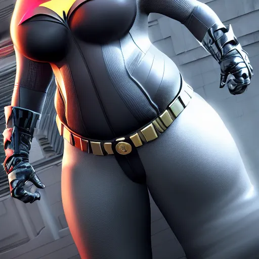 Image similar to big curvy batman woman, super realistic, super detailed, high octane, photorealistic, rendering 8 k, 8 k octane, unreal engine,