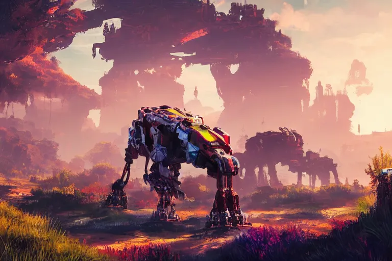 Image similar to tideripper machine mecanical creature robot of horizon forbidden west horizon zero dawn bioluminiscence global illumination ray tracing hdr fanart arstation by ian pesty and alena aenami artworks in 4 k