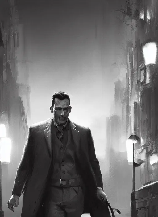 Image similar to portrait, noir detective, dramatic lighting, cinematic, establishing shot, extremly high detail, foto realistic, cinematic lighting, post processed, concept art, artstation, matte painting, style by eddie mendoza, raphael lacoste, alex ross