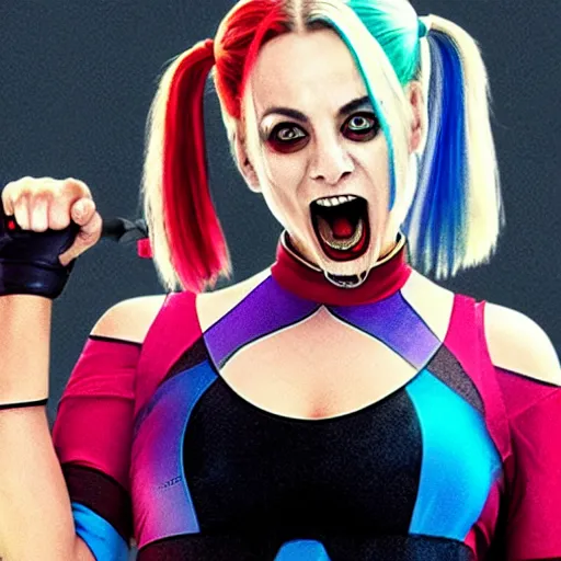 Image similar to A still of Kaley Cuoco as Harley Quinn in The Suicide Squad (2021)