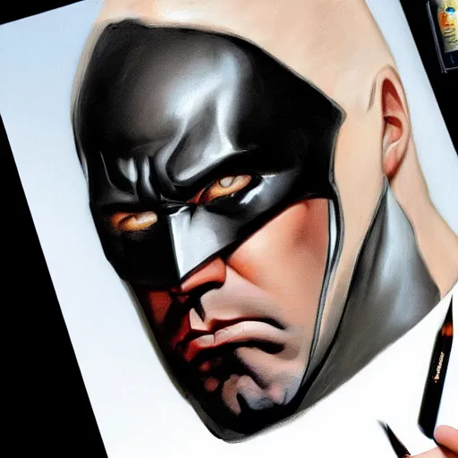 Prompt: An ultra-realistic portrait painting of Ben Affleck's Batman in the style of Frank Frazetta. 4K. Ultra-realistic. Highly detailed. Dark fantasy. Epic lighting.