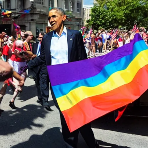 Prompt: barack obama at a pride parade