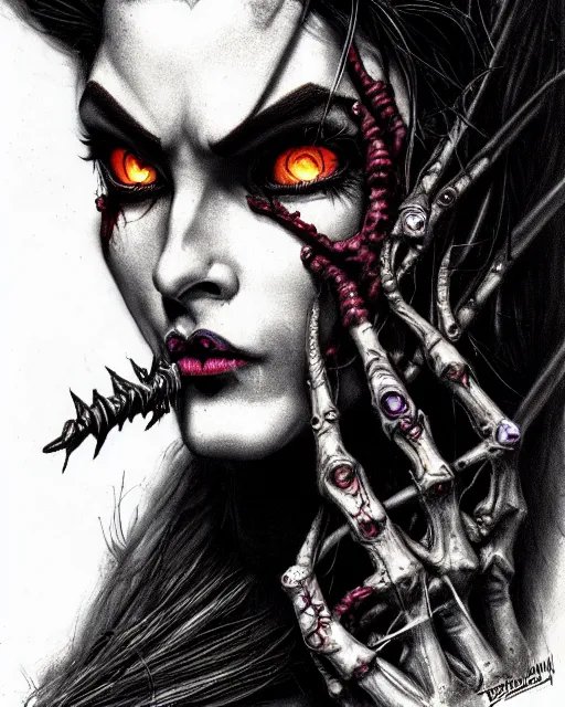 Image similar to widowmaker from overwatch, monster, character portrait, portrait, close up, concept art, intricate details, highly detailed, 1 9 8 0 s horror movie poster, horror, vintage horror art, realistic, terrifying, in the style of marc schoenbach, and gustave dore