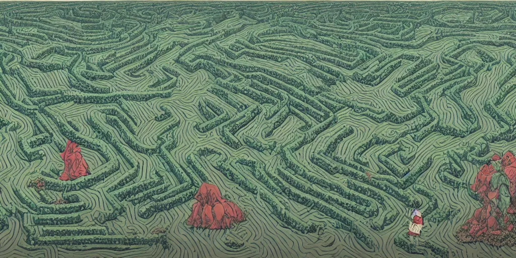 Image similar to the grand landscape of the endless maze, art by kotaro chiba