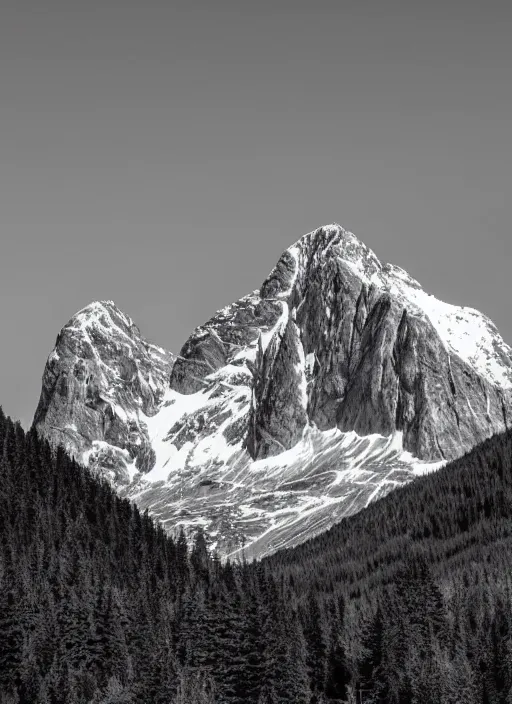 Image similar to old lost footage in black and white of a beautiful mountain,hyper realistic 8K HD real life photo