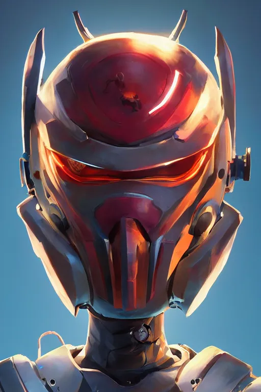 Image similar to epic mask helmet robot ninja portrait stylized as fornite style game design fanart by concept artist gervasio canda, behance hd by jesper ejsing, by rhads, makoto shinkai and lois van baarle, ilya kuvshinov, rossdraws global illumination radiating a glowing aura global illumination ray tracing hdr render in unreal engine 5