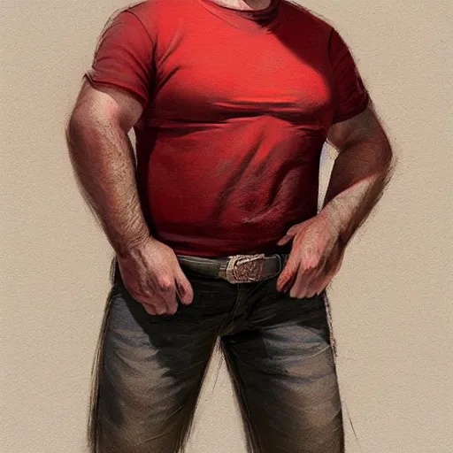 Image similar to portrait of a half man half pig with red shirt ,digital art,photorealistoc,art by greg rutkowski,hyperdetailed,western comic style,comic,comic style,sharp lineart,professional lighting,deviantart,artstation,trevor henderson,rossdtaws,cinematic,dramatic