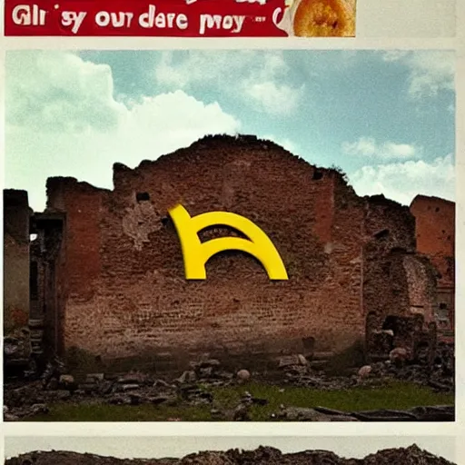 Image similar to McDonals advert, found in the ruins of Pompeii