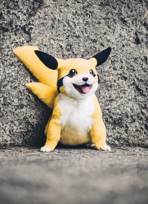 Image similar to a professional photo of pikachu smiling, f / 1. 4, 9 0 mm