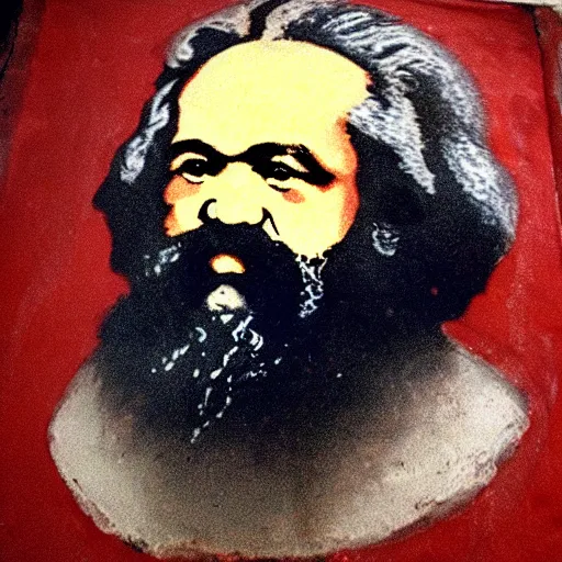 Image similar to beautiful cave painting portrait of karl marx