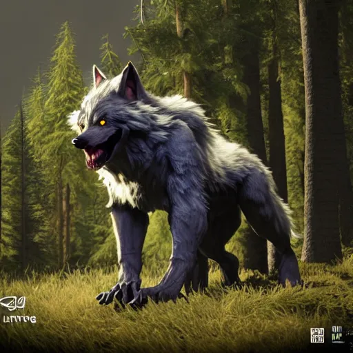 Prompt: cute werewolf from van helsing unreal engine hyperreallistic render 8k character concept art masterpiece forest