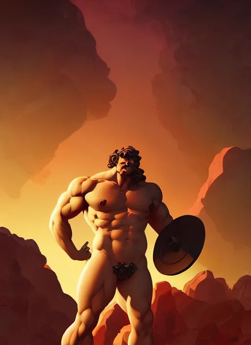 Prompt: statue of hercules, in the style of artgerm and charlie bowater and atey ghailan and mike mignola, vibrant colors and hard shadows and strong rim light, comic cover art, plain background, trending on artstation