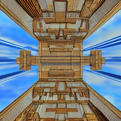 Image similar to fractal soviet buildings up to the sky 8k hd unreality art