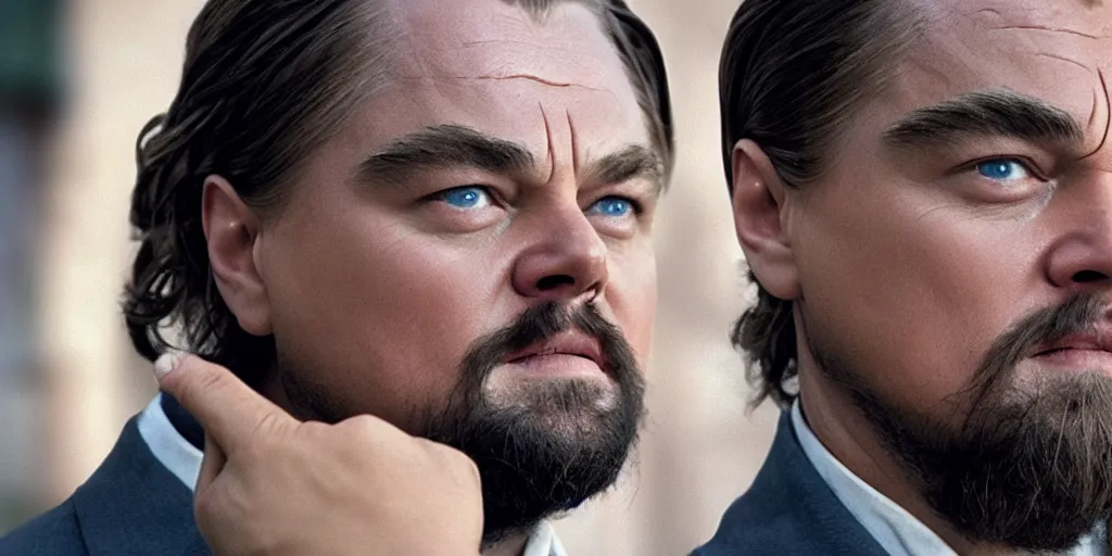 Prompt: Leonardo DiCaprio as Osama Bin Laden, movie still frame, face close-up, realistic, 4k