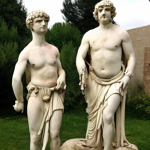 Image similar to tim and eric as roman statues photograph