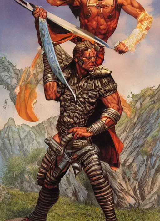 Prompt: a warrior by clyde caldwell