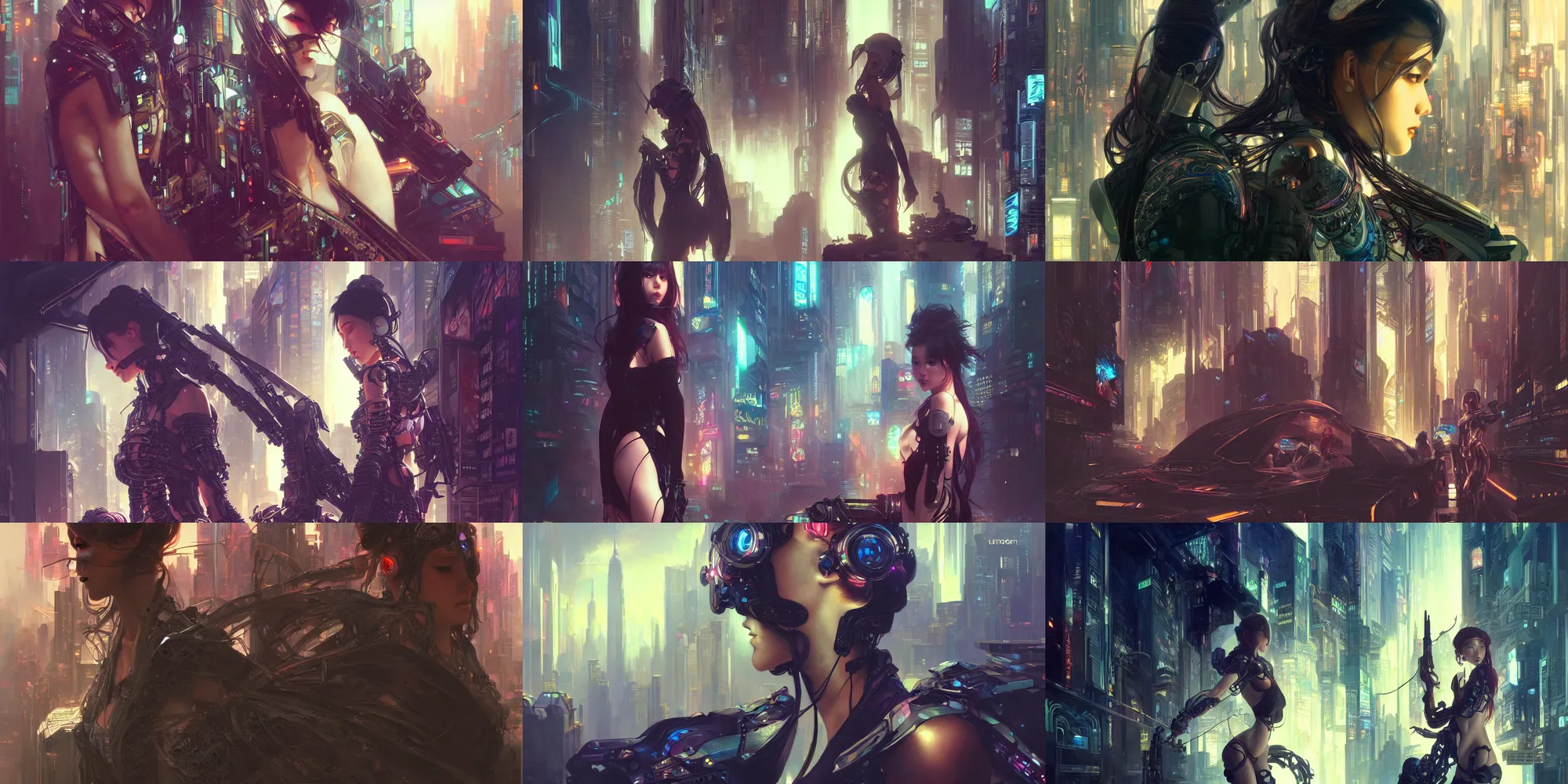 Prompt: ultra realistic beautiful cyberpunk new york city techno art, beautiful alluring anime teen, sci - fi, fantasy, intricate, elegant, highly detailed, digital painting, artstation, concept art, smooth, sharp focus, illustration, art by artgerm and alphonse mucha and tian zi and craig mullins