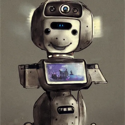 Image similar to a cute happy corgi robot by alfred stevens, detailed, intricate, cyberpunk, cinematic, breathtaking