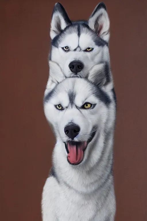 Image similar to a character design of a husky wearing a white vest, portrait painting, furry, humanoid, anthropomorphic, personify