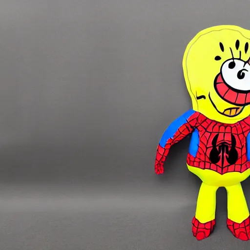 Prompt: Spongebob dressed in a Spider Man costume