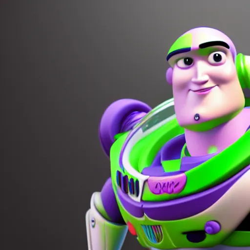 Image similar to realistic! photo of buzz lightyear with a buzz cut hairstyle, trending on artsation, 8k