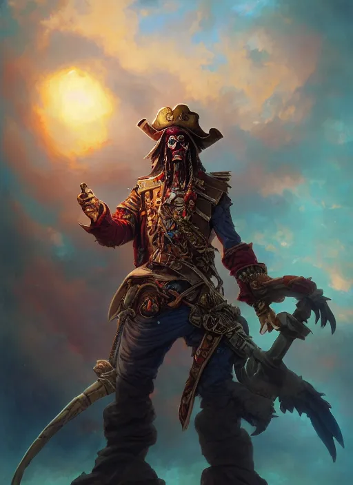 Image similar to undead pirate captain by adrian smith and vladimir volegov and alexander averin and delphin enjolras and daniel f. gerhartz