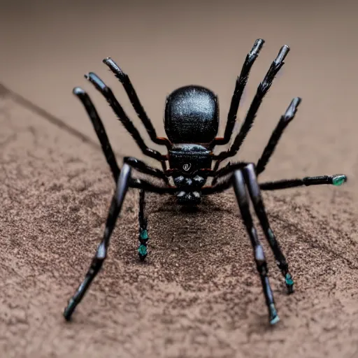 Prompt: a statue of a spider, centered, photo taken by a nikon, sharp focus, highly detailed