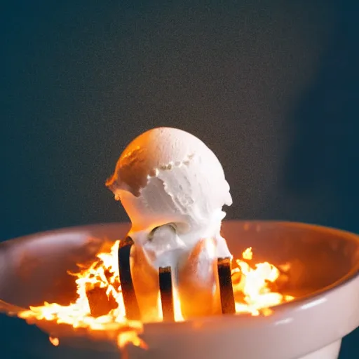 Image similar to photo of a burning ice cream