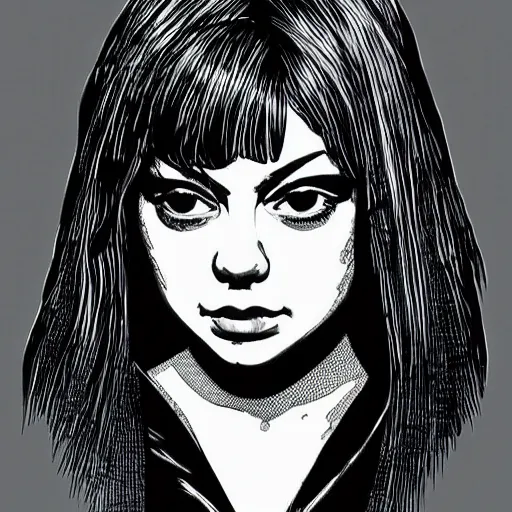 Prompt: Mila Kunis by Otomo Katsuhiro, character art