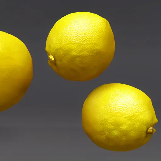 Image similar to a render of a low polygon lemon, unreal engine